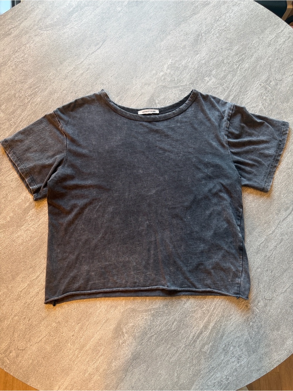 Washed Charcoal Gray Cropped Tee - Shirt